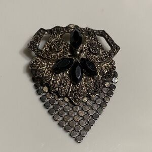 Vintage Black Rhinestone Statement Brooch